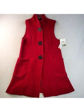 Janska Fleece Sleeveless Cloak Vest XS Red Vibrant Outdoor Lagenlook Tomato Girl
